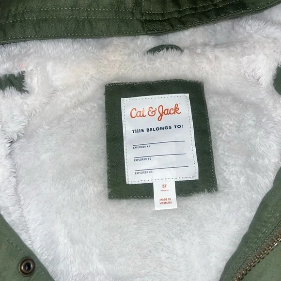 Cat & Jack Olive Hooded Raincoat - Picture 3 of 5